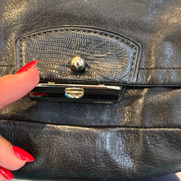 Coach "Kristen" Black Leather Crossbody Purse - Picture 6 of 7